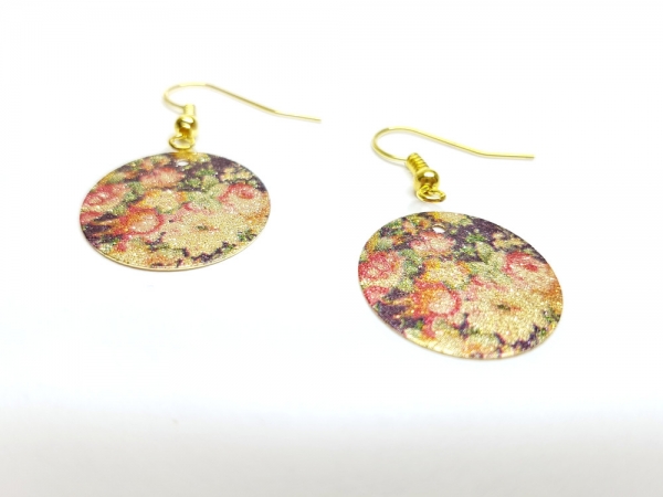 bunte Blumen Kreis Ohrringe goldfarben